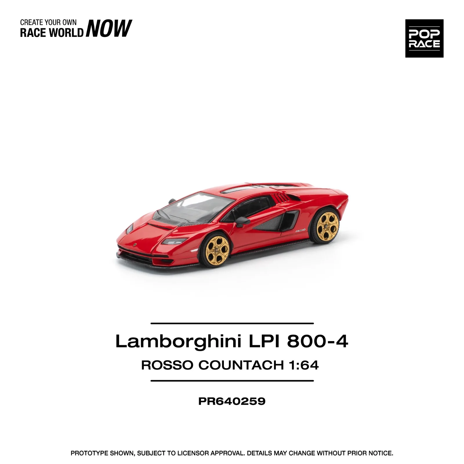 Lamborghini LPI 800-4 ROSSO COUNTACH - Pop Race 1/64 Scale Diecast Model