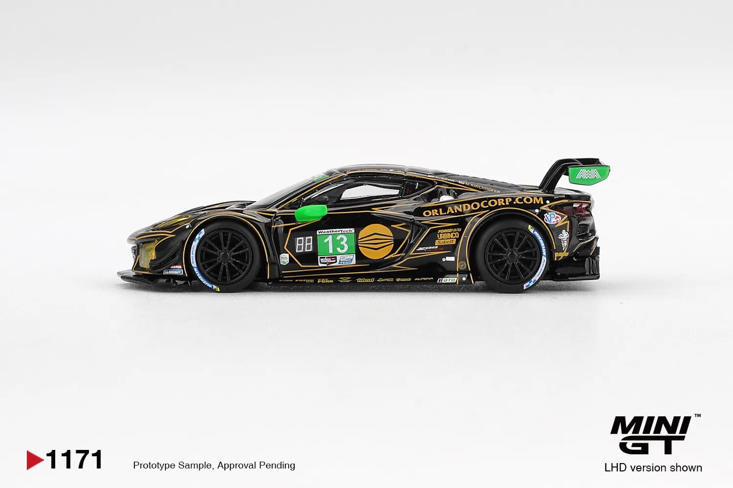 Chevrolet Corvette Z06 GT3.R #13 AWA 2025 IMSA Daytona 24 Hrs - Mini GT diecast model view 3
