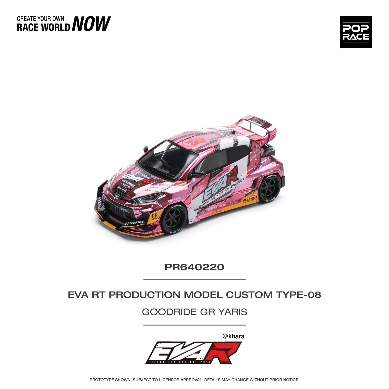 POP RACE EVA RT PRODUCTION MODEL CUSTOM TYPE-08 GOODRIDE GR YARIS - Pop Race 1/64 Scale Diecast Model