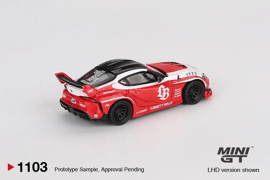 LB★WORKS Toyota GR Supra Red - Mini GT diecast model view 3