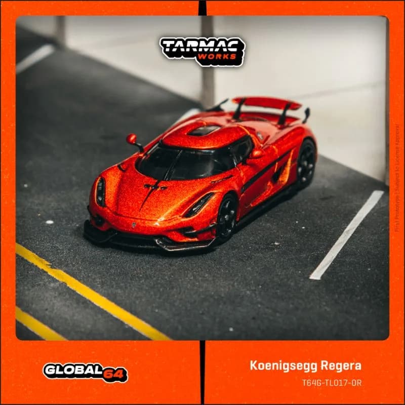 Koenigsegg Regera Orange Metallic Black Stripes - Tarmac Works GLOBAL64 - Tarmac Works 1/64 Scale Diecast Model