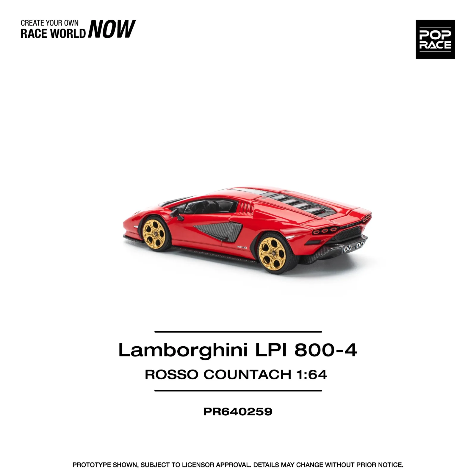 Lamborghini LPI 800-4 ROSSO COUNTACH - Pop Race diecast model view 3