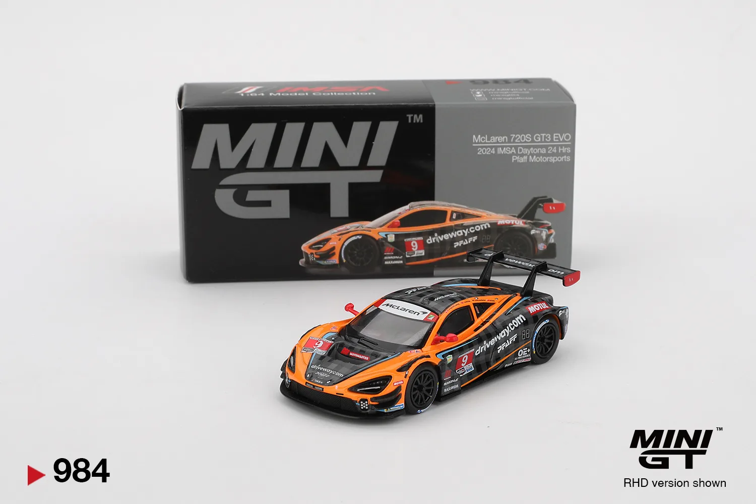 McLaren 720S GT3 Evo Pfaff Motorsports 2024 IMSA Daytona 24 Hrs - Mini GT 1/64 Scale Diecast Model