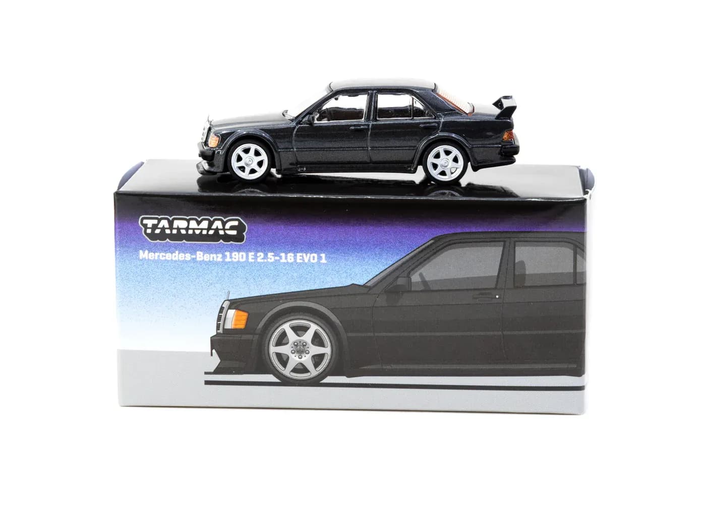 Mercedes-Benz 190 E 2.5-16 EVO 1 Blue-Black Metallic - Tarmac Works GLOBAL64 - Tarmac Works diecast model view 3
