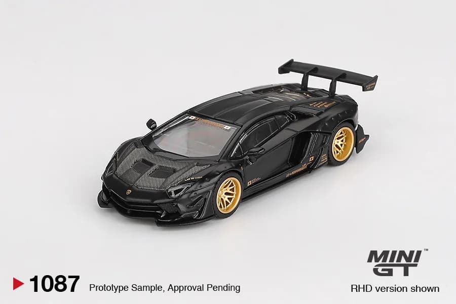 LB★WORKS Lamborghini Aventador Limited Edition Matte Black  - Mini GT 1/64 Scale Diecast Model
