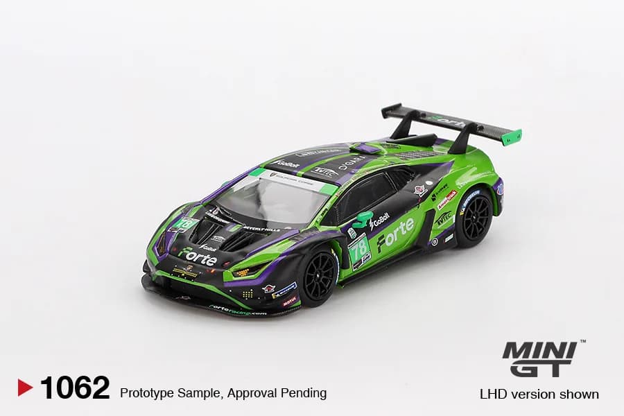 Lamborghini Huracán GT3 EVO2 #78 Forte Racing 2024 IMSA Daytona 24 Hrs - Mini GT 1/64 Scale Diecast Model