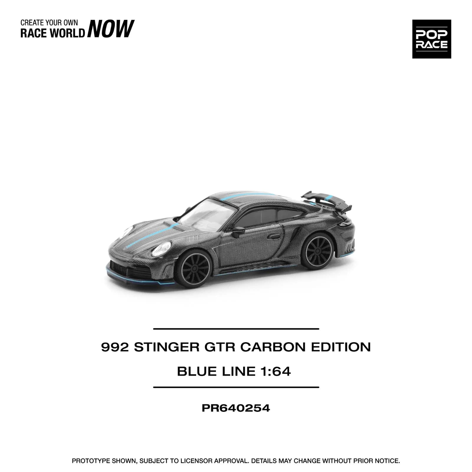 992 STINGER GTR CARBON EDITION BLUE LINE - Pop Race 1/64 Scale Diecast Model