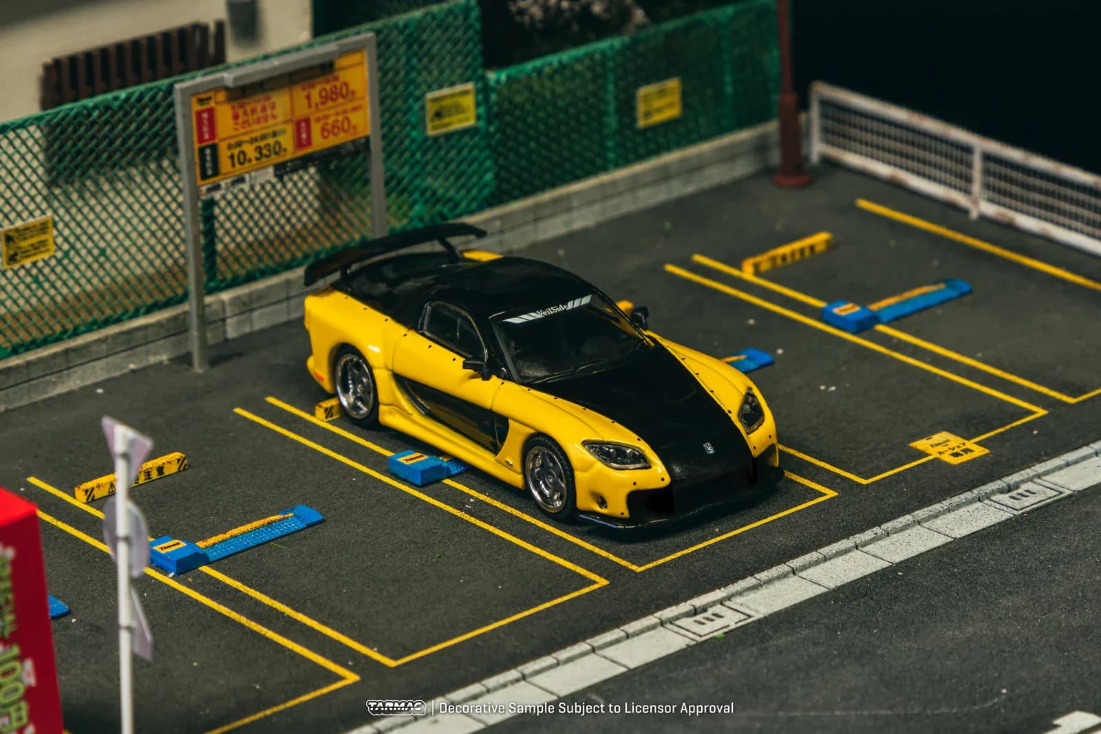 Mazda RX-7 VeilSide Fortune7 Yellow / Black - Tarmac Works GLOBAL64 - Tarmac Works 1/64 Scale Diecast Model