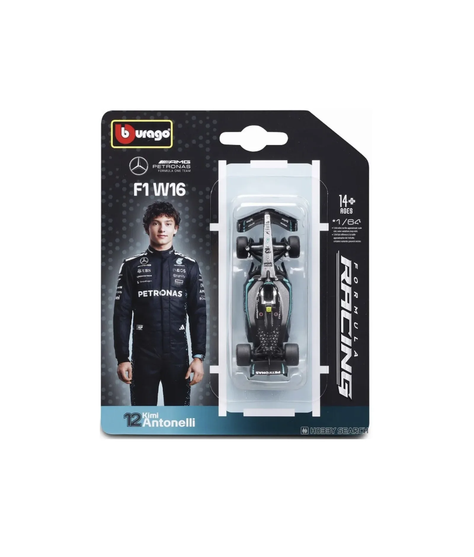 Bburago Formula Racing Mercedes-AMG W16 F1 2025 #12 Kimi Antonelli - Bburago diecast model view 2