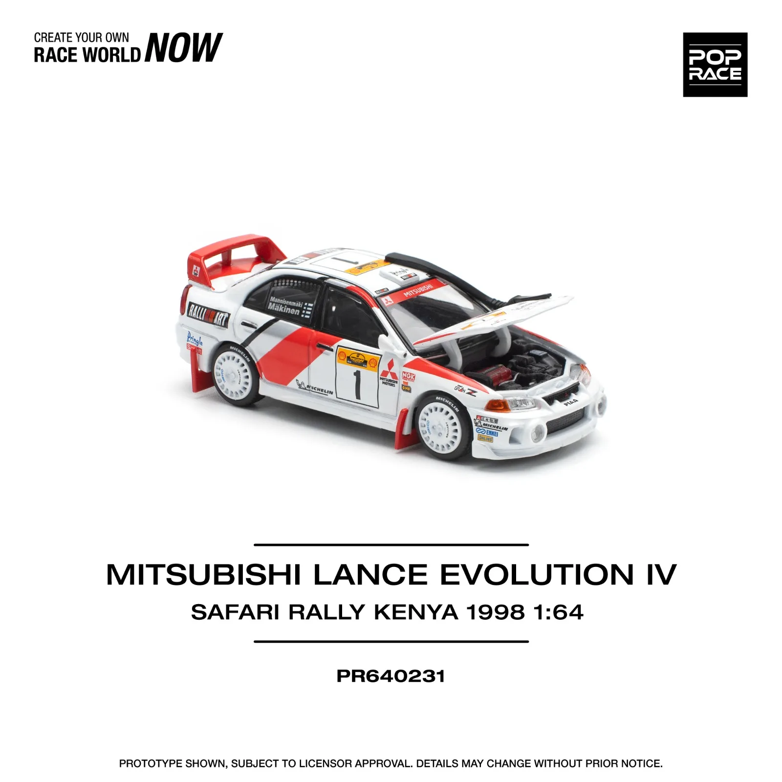 POP RACE MITSUBISHI LANCE EVOLUTION IV SAFARI RALLY KENYA 1998 - Pop Race diecast model view 2