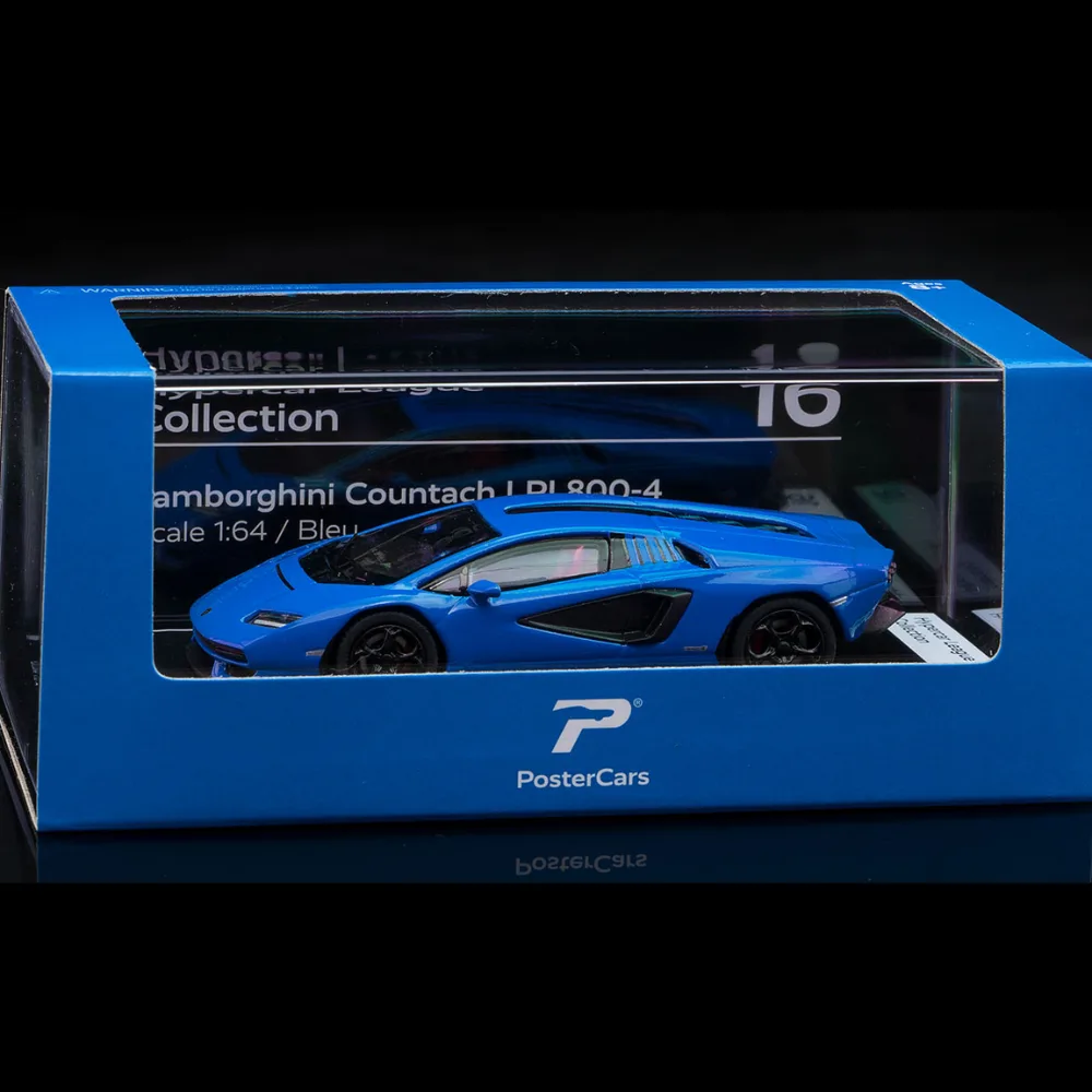 Lamborghini Countach LPI 800-4 blue  - Poster Cars 1/64 Scale Diecast Model