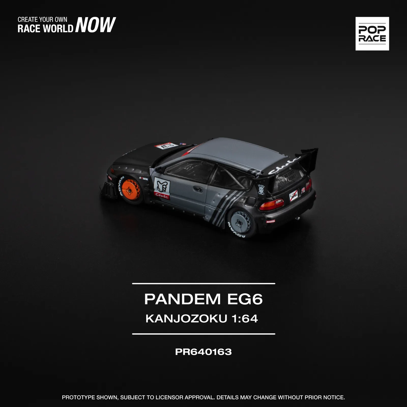 Pop Race Pandem Honda Civic EG6 “KANJOZOKU” - Pop Race diecast model view 2